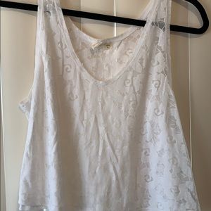 Lace Floral white Crop Tank